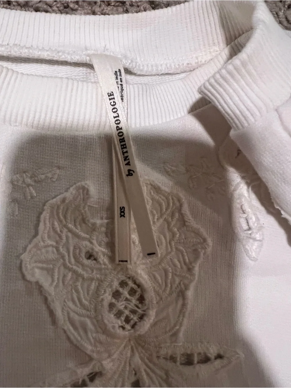 By Anthropologie Embroidered Cutwork Sweatshirt
